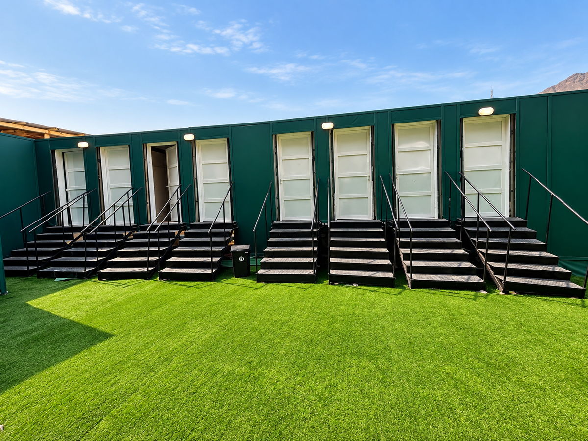 Ministry of Transport staff housing in Mina — restroom and shower units