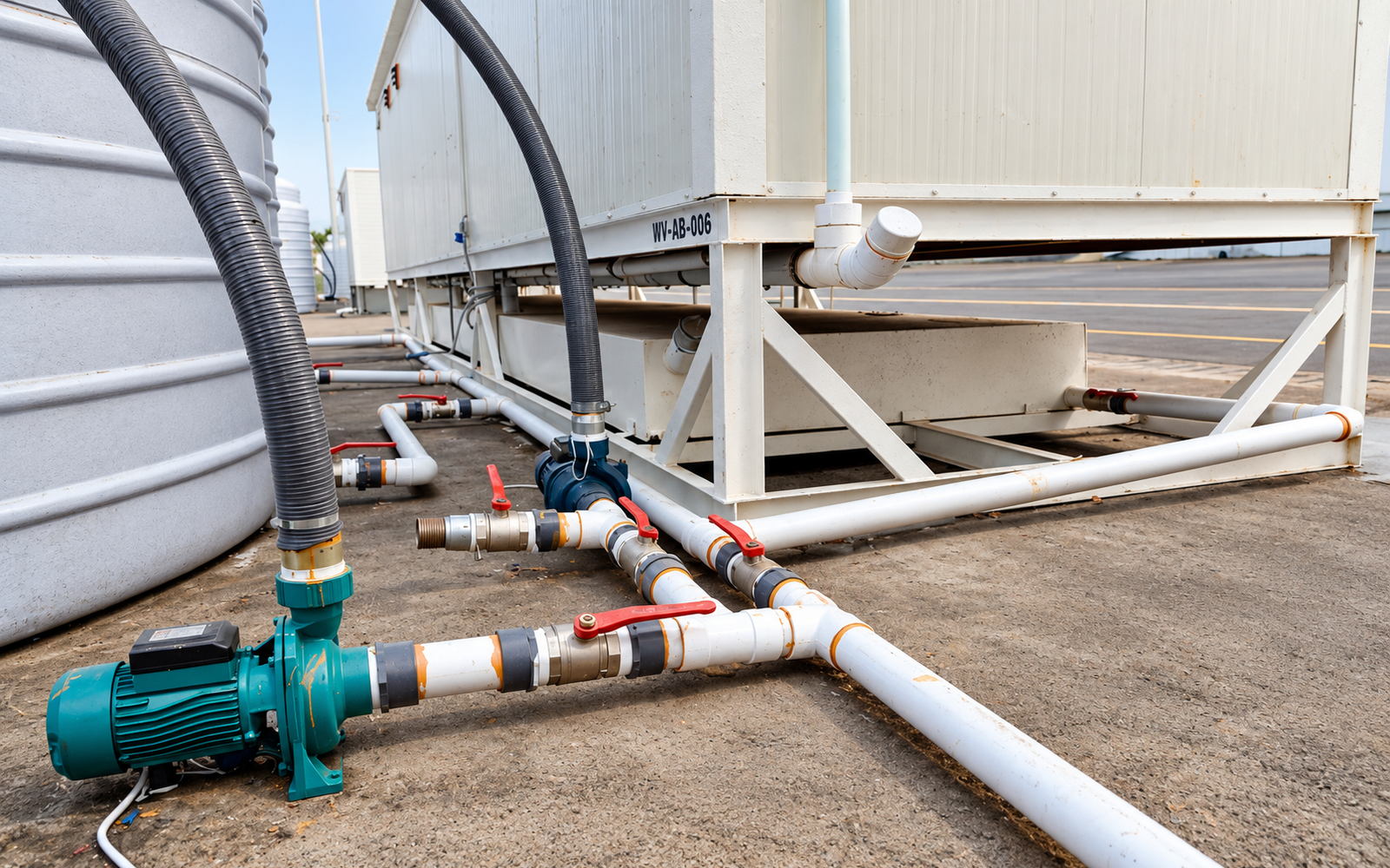 Water and wastewater hook-up for units on site — temporary facility operation services