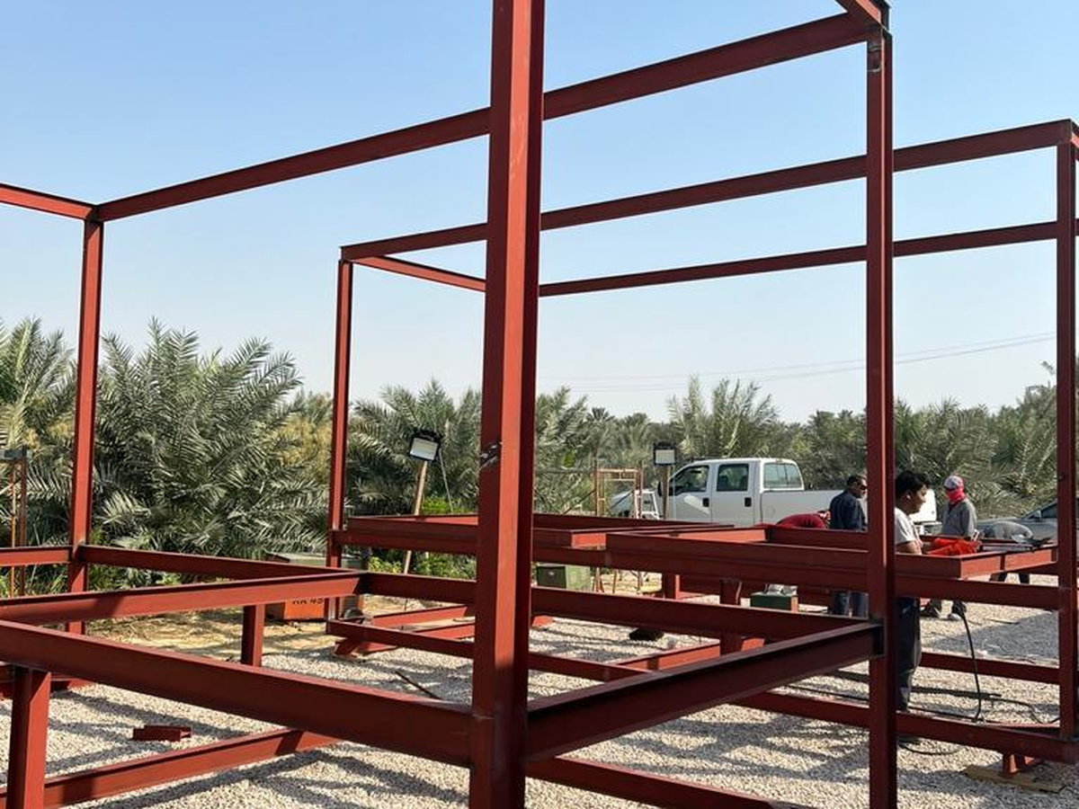 Steel frame under construction